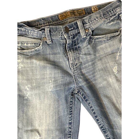 BKE Womens Low Rise Distressed Boot Cut Crop Jeans Size 32 Y2K Grunge - Picture 2 of 7